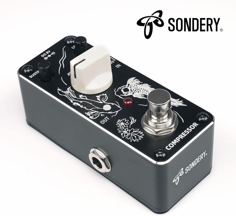 Sondery Compressor Pedal for Electric Guitar and Bass, Mini Compression Pedal True Bypass, Controls by Sustain Level and Attach, Art Design Series - Image 1